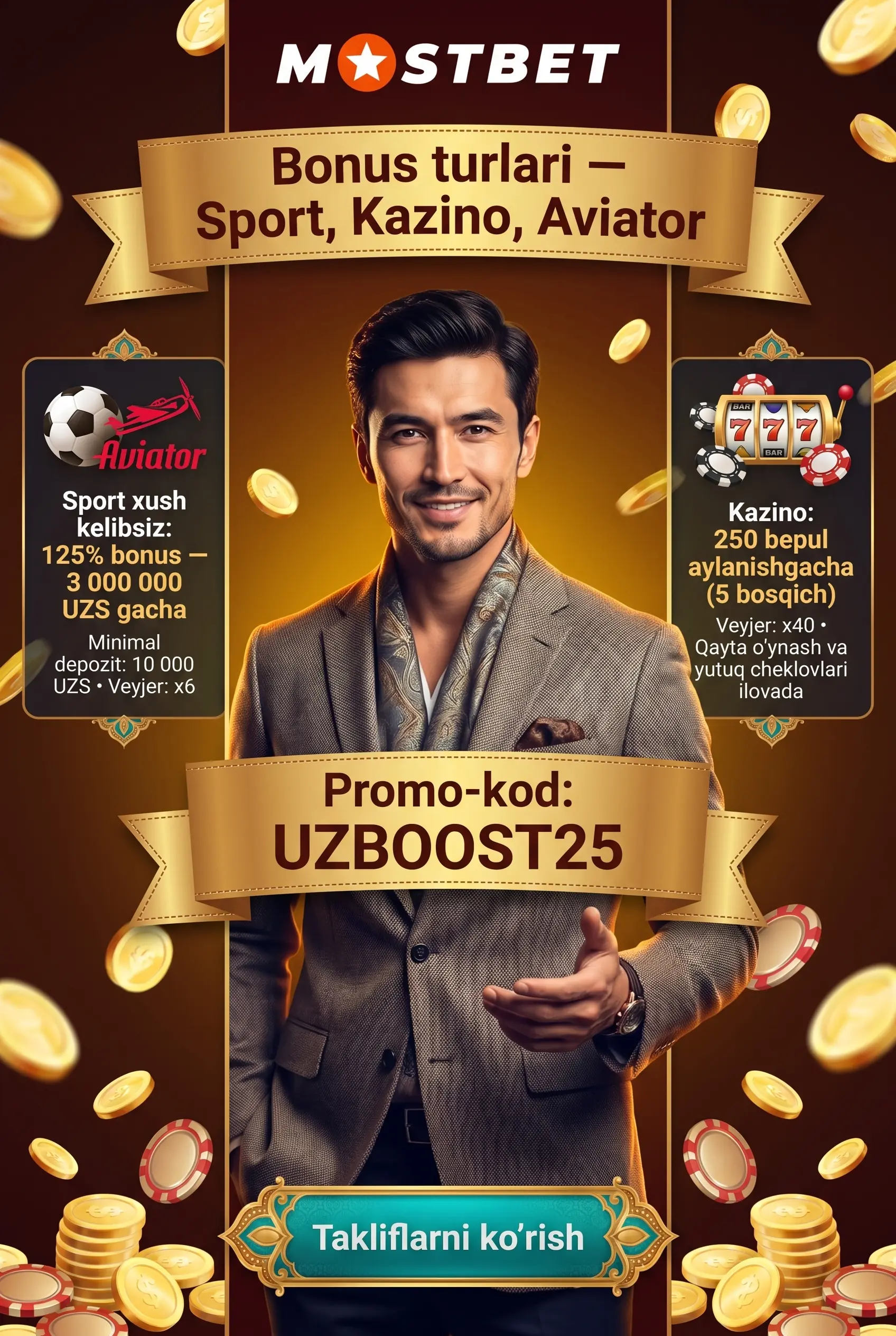 Mostbet taklif qiladigan bonuslar