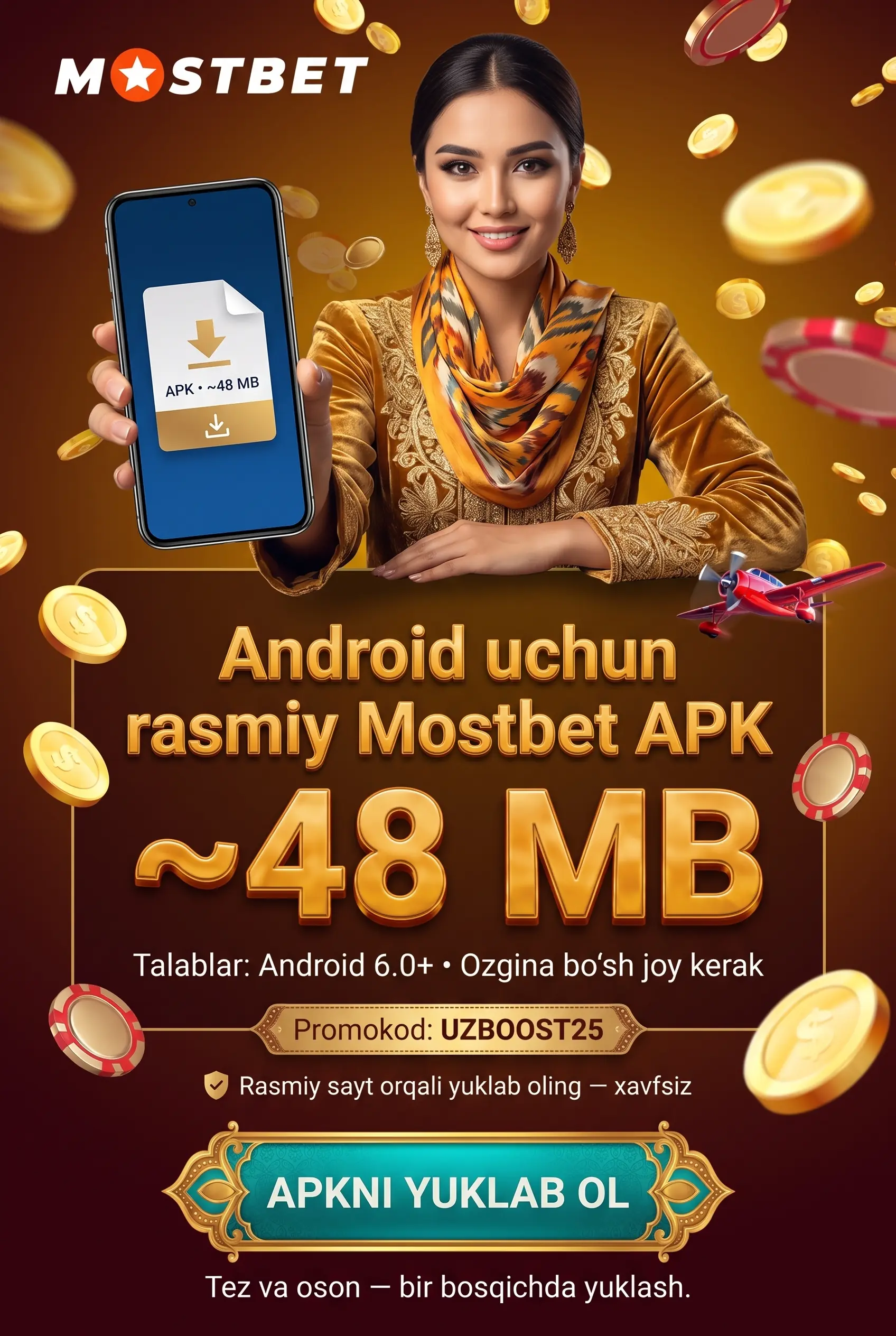 Android uchun Mostbet APK faylini olish