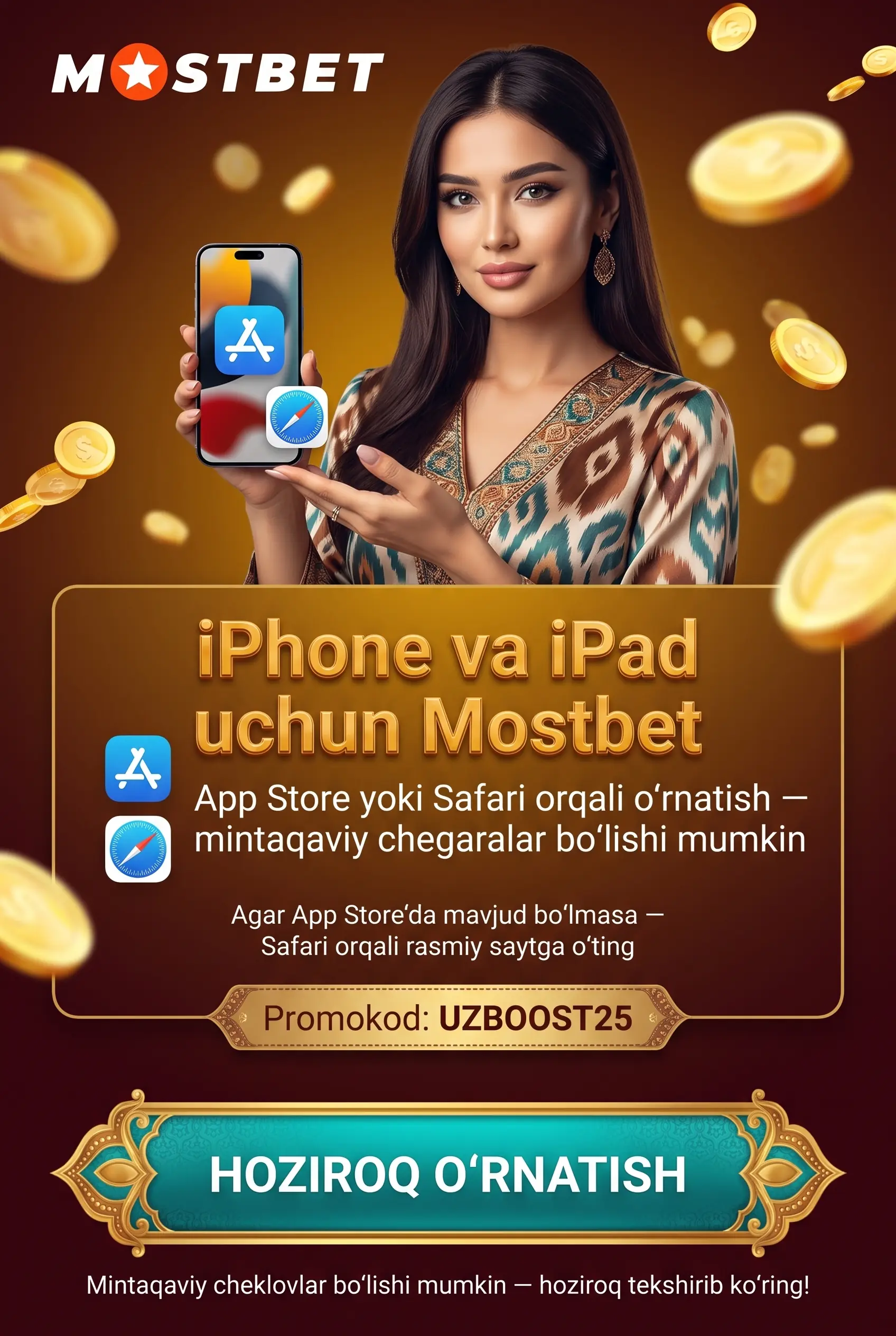 iPhone va iPad uchun Mostbet ilovasi